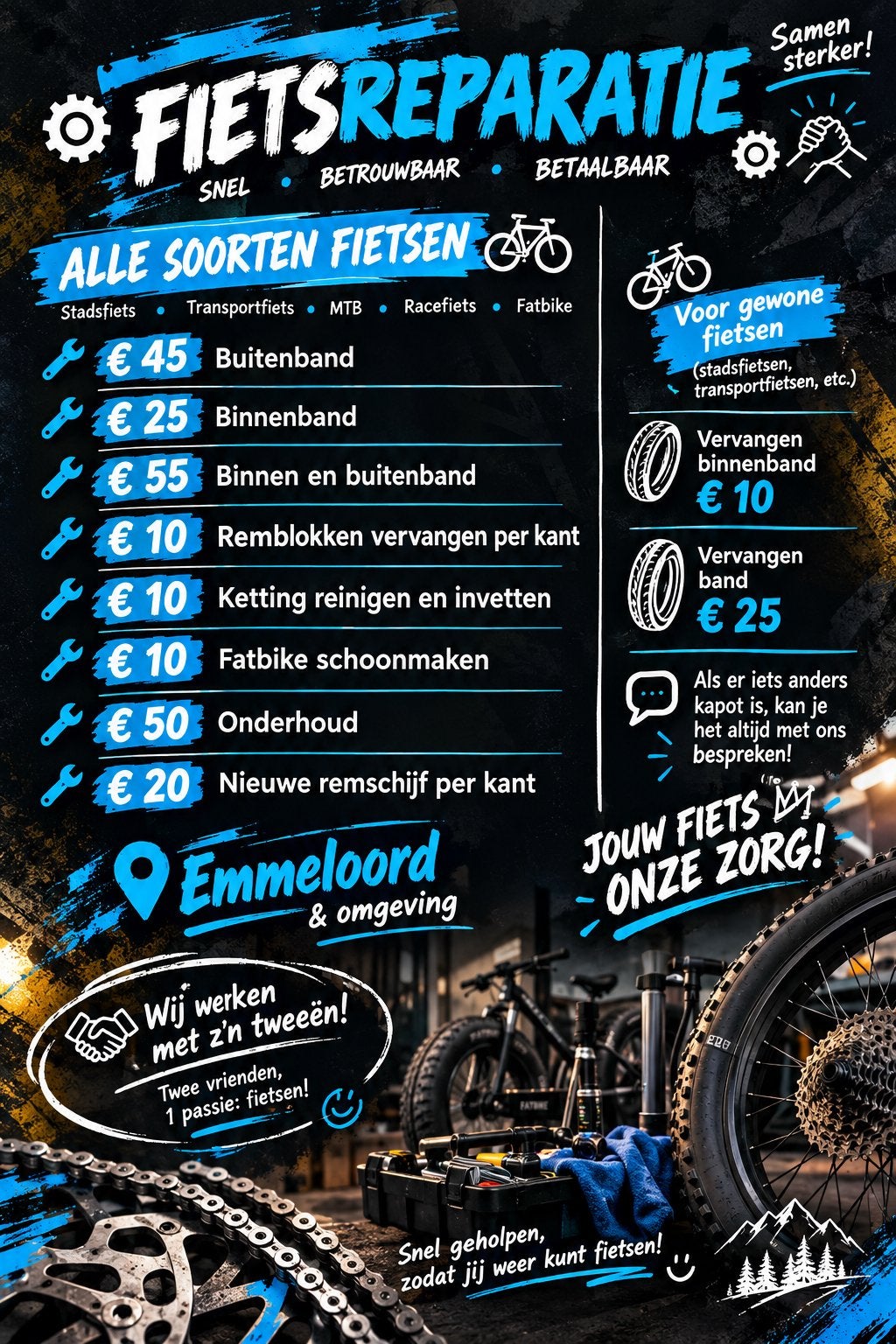 Fatbike/fietsen reparatie, Ophalen of Verzenden