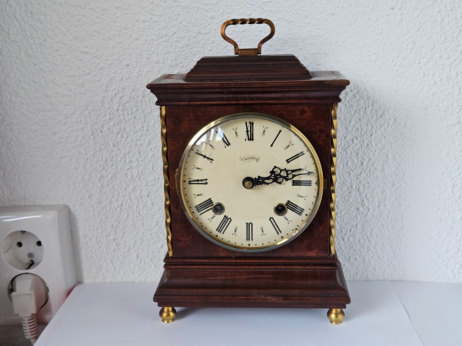 Vintage Warmink WUBA Tafelklok met Urgos UW20/8 Uurwerk, Ophalen