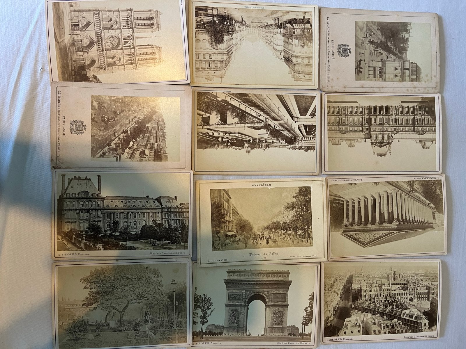 12 Antieke Parijse Postkaarten - 18e Eeuw, Verzamelen, Ophalen of Verzenden, Voor 1920, Ongelopen, Stad of Dorp