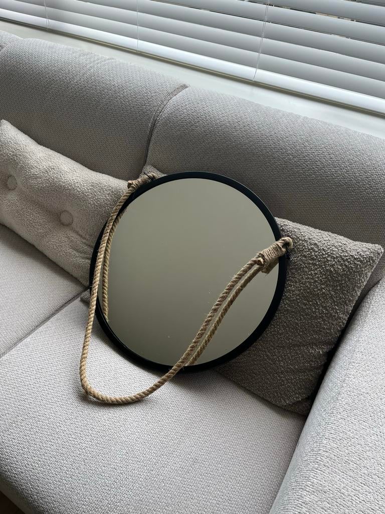 Zwarte Spiegel Tess - 43 cm - Leen Bakker, Ophalen, Minder dan 50 cm, Rond, Zo goed als nieuw