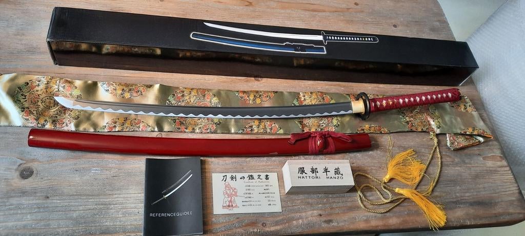 Scherp Samurai Zwaard met Rode Saya - Full Tang, Roggenhuid, Ophalen of Verzenden, Overige soorten, Azië, Zwaard of Sabel