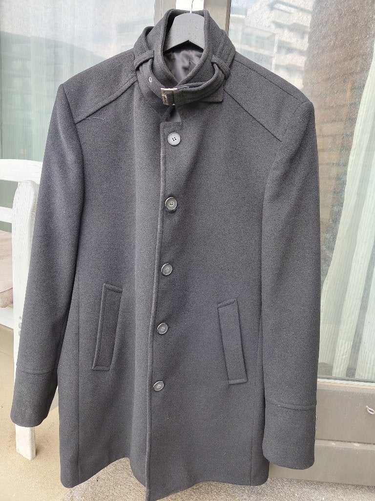 Zwarte halflange trenchcoat - Maat Medium (M), Onbekend, Zwart, Zo goed als nieuw, Verzenden