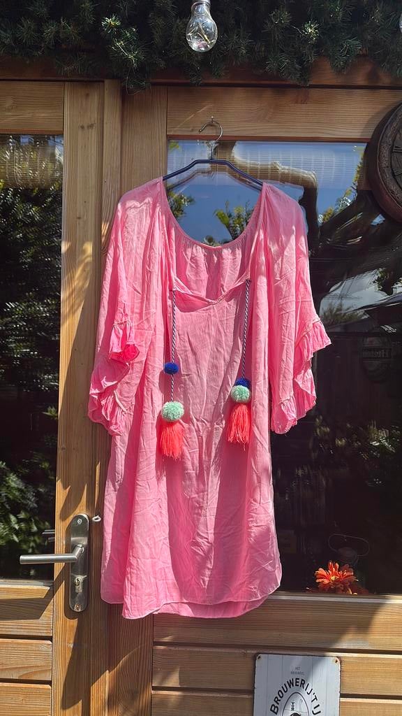 Roze Ibiza-stijl blouse one size, Kleding | Dames, Grote Maten, Ophalen of Verzenden, Zo goed als nieuw, Roze, Blouse of Tuniek
