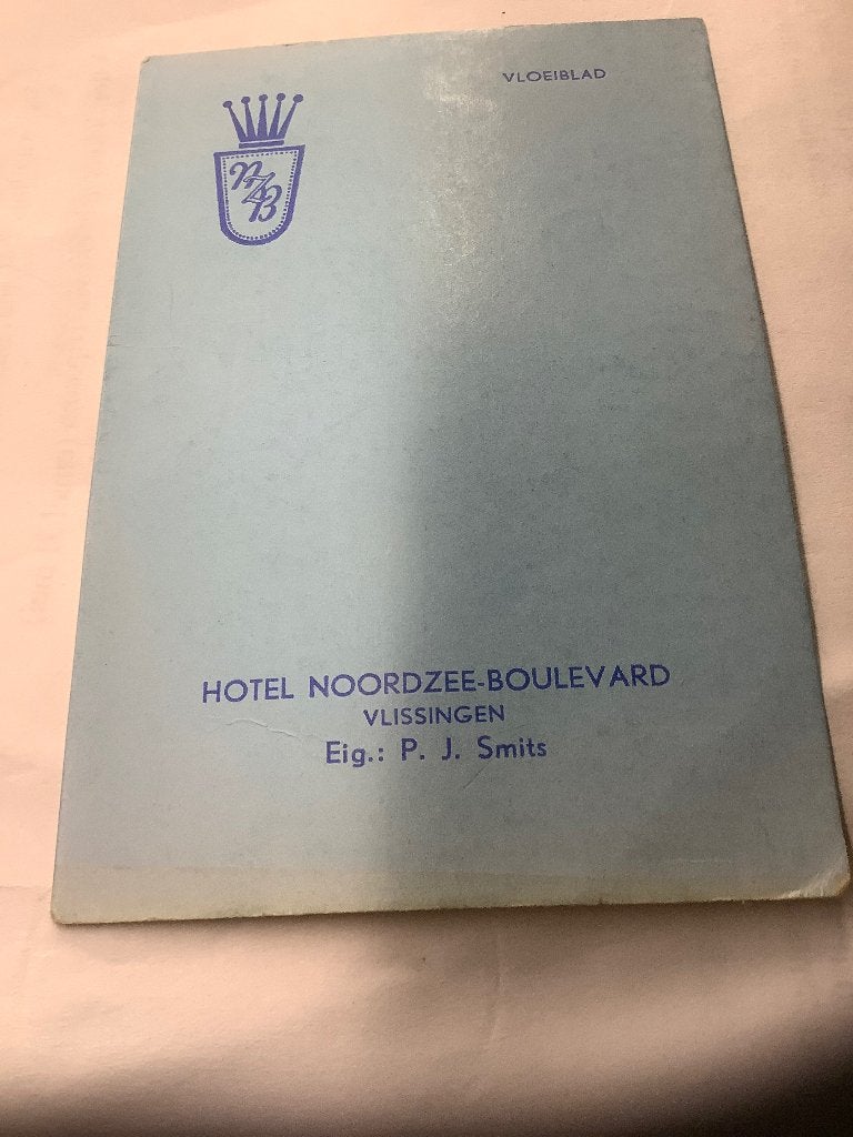 Vlissingen, antiek vloeiblad Hotel Noordzee Boulevard, Ophalen of Verzenden