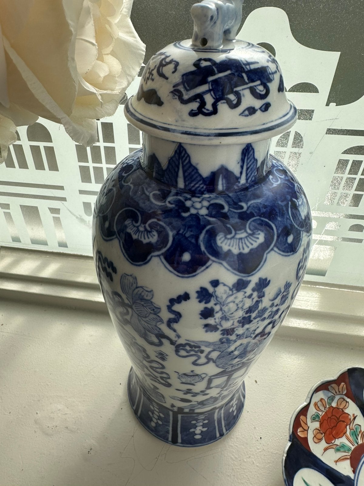 Blauw-witte gemberpot / "ginger jar" met deksel, Ophalen of Verzenden