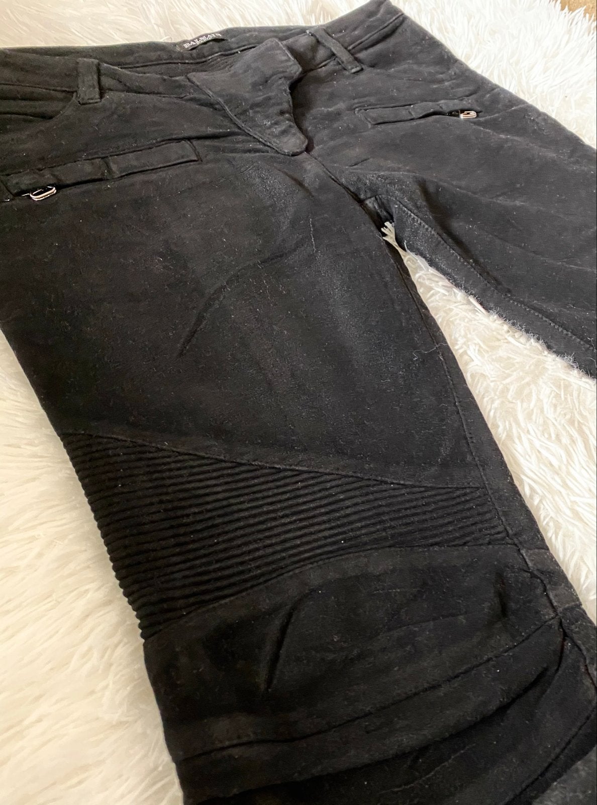 Balmain biker jeans zwart maat 42 zgan, Zwart, Maat 42/44 (L), Ophalen of Verzenden, Zo goed als nieuw