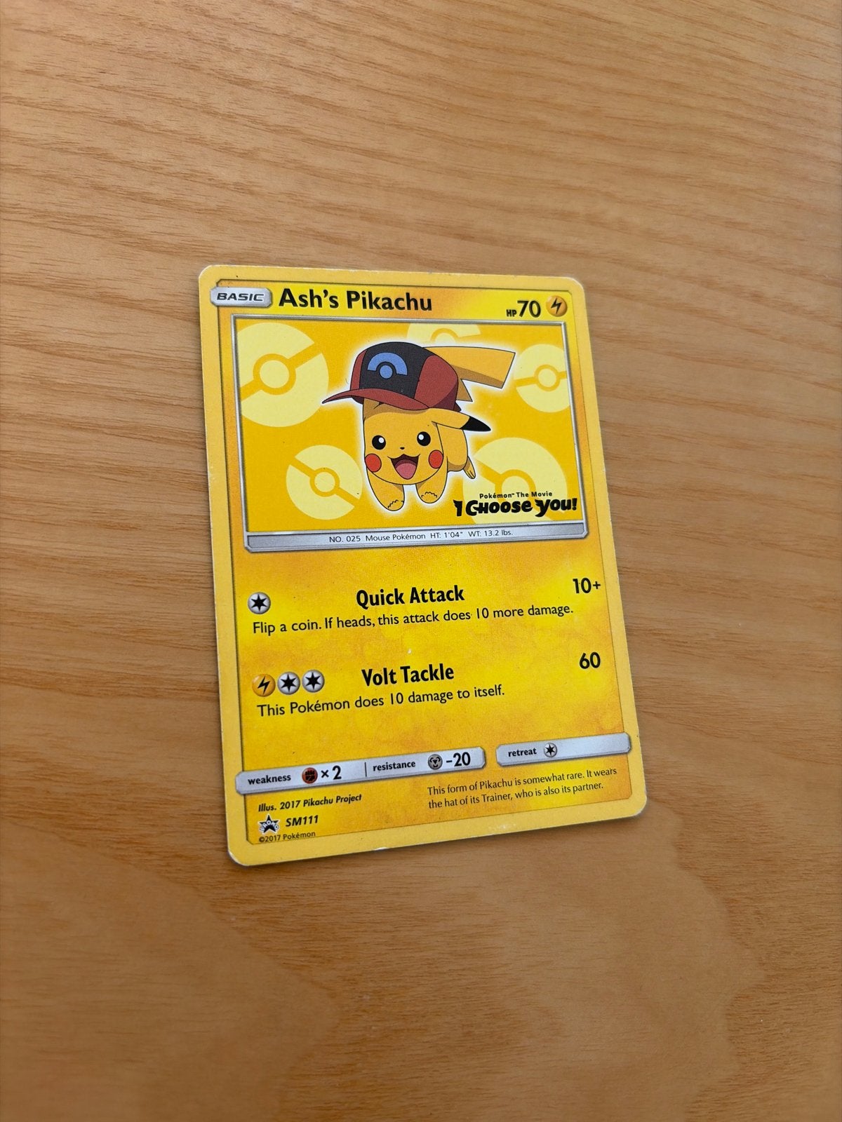 Pokémon Kaart: Ash's Pikachu SM111 (2017 Pikachu Project), Ophalen of Verzenden, Zo goed als nieuw, Losse kaart