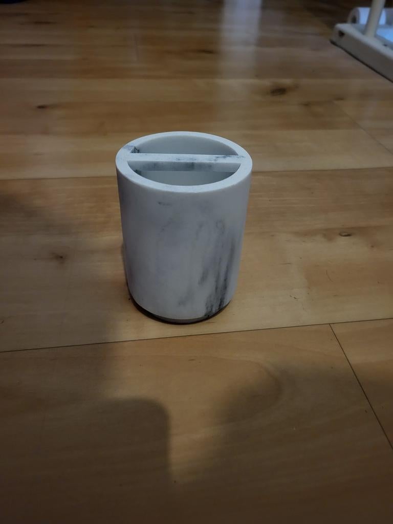 Marmerlook beker voor tandenborstels, Ophalen of Verzenden, Zo goed als nieuw, Wit, Overige typen