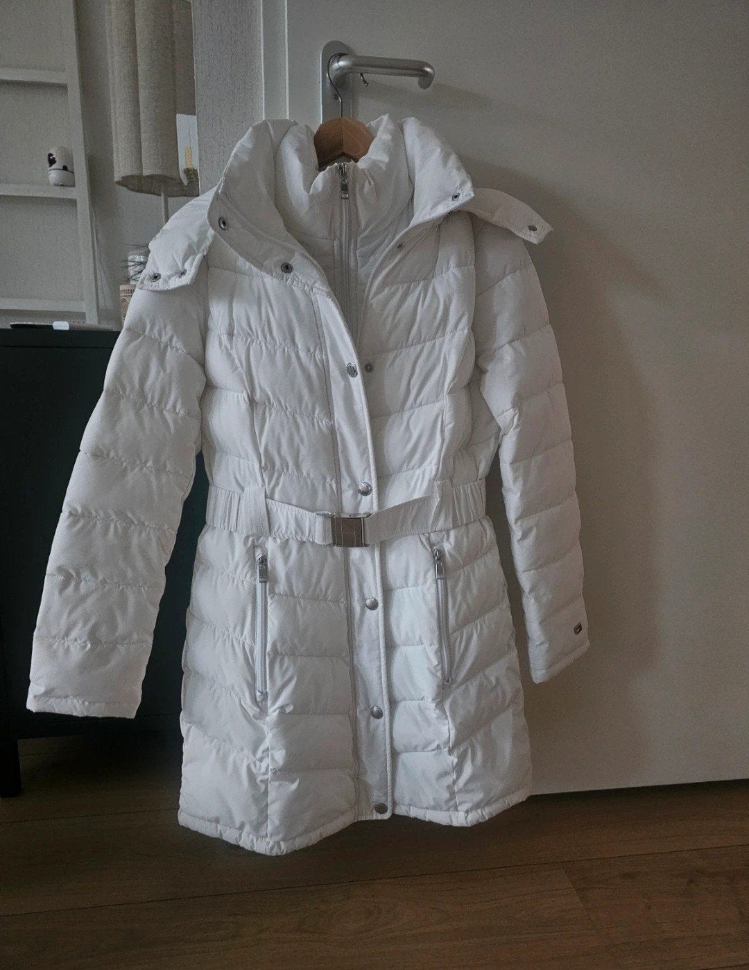 Tommy Hilfiger Witte Winterjas met Bontkraag Maat S, Wit, Ophalen of Verzenden, Zo goed als nieuw, Maat 36 (S)