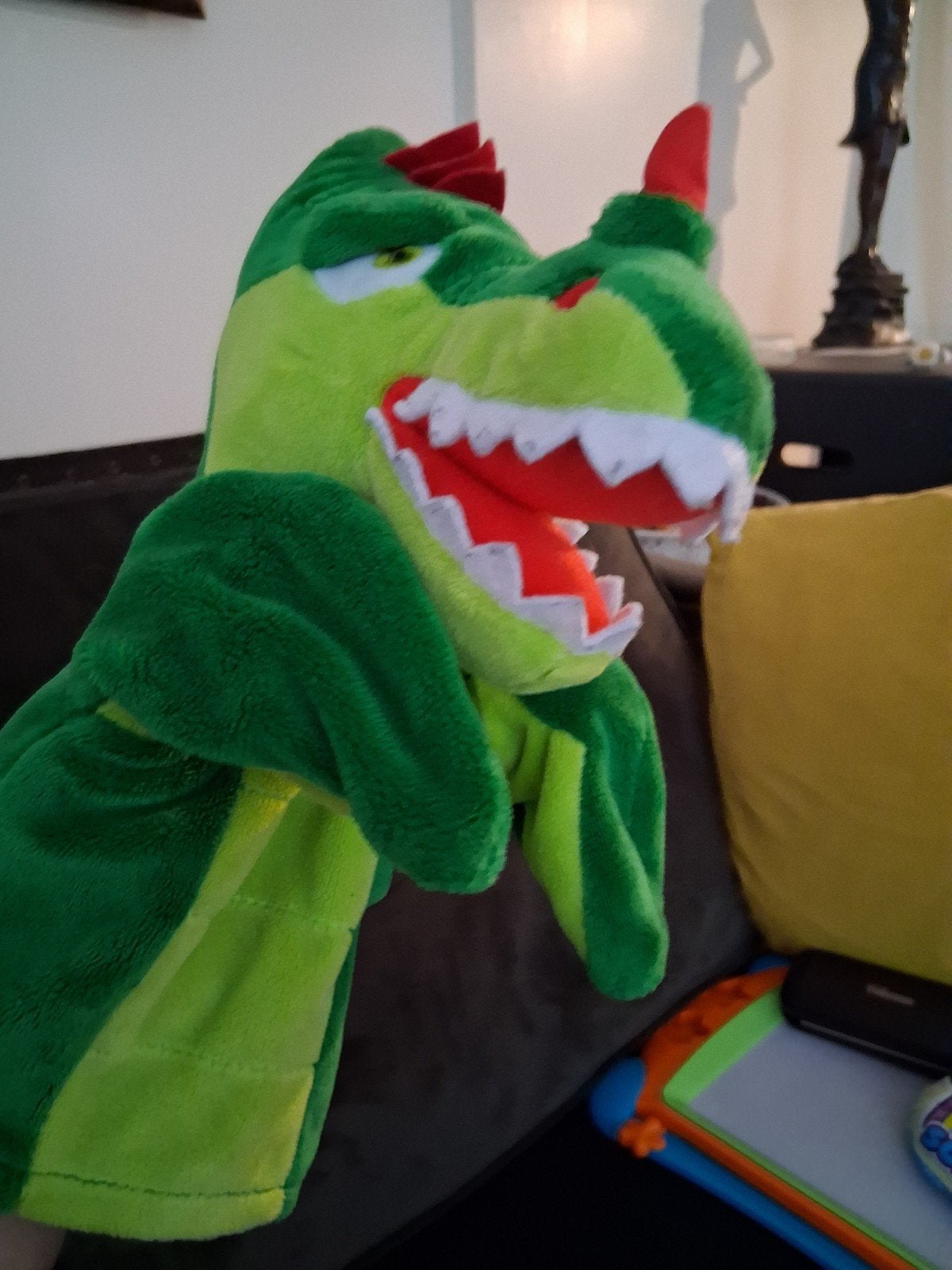 Leuke handpop draak!, Overige merken, Ophalen of Verzenden, Middelgroot (20 tot 80 cm), Gebruikt