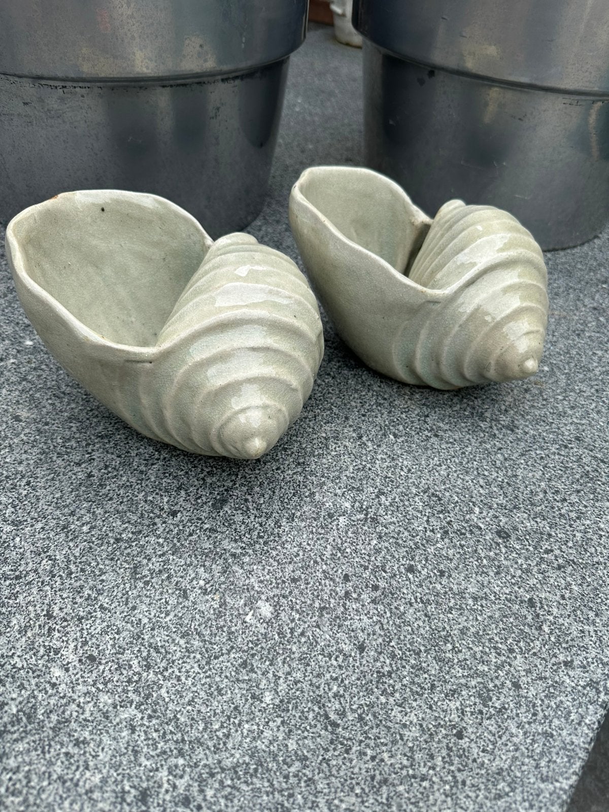 2 prachtige handgemaakte bloempotten, Ophalen, Rond, Binnen, Zo goed als nieuw