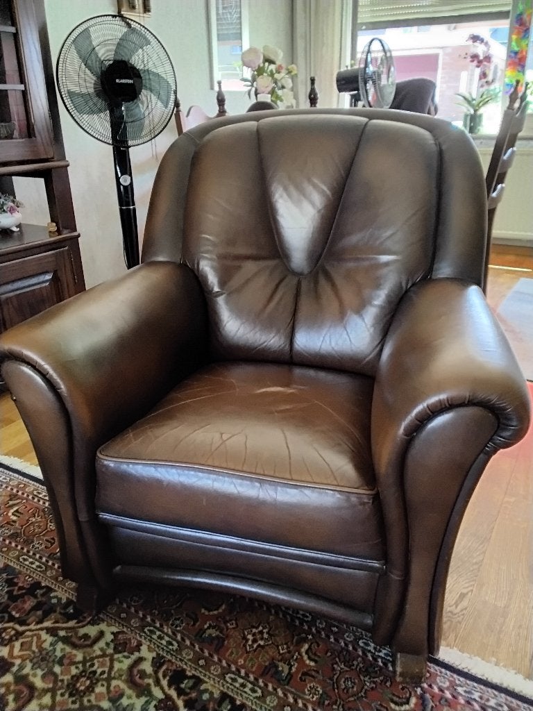 LeoLux leren Fauteuil, Ophalen, Gebruikt, Fauteuil, 50 tot 75 cm