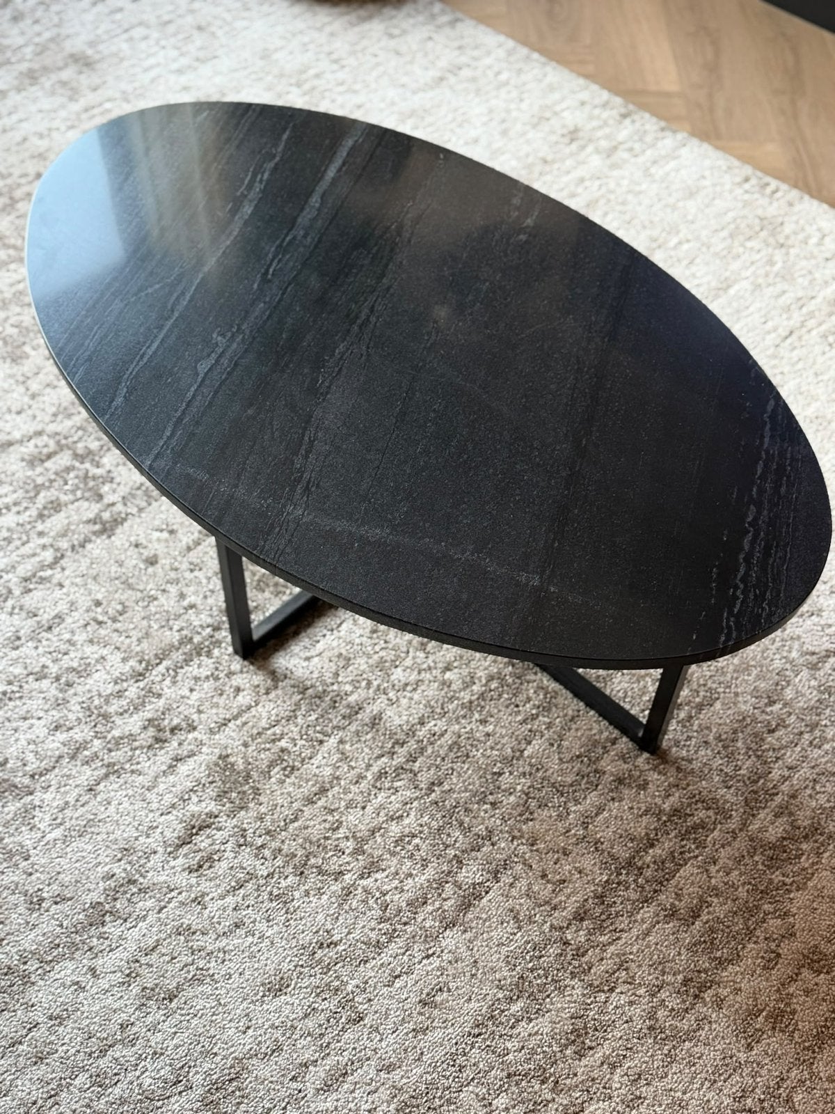 Mooie salontafel met echt natuurstenen blad – 100x60x34 cm, Ophalen, Zo goed als nieuw, Rechthoekig, 50 tot 100 cm