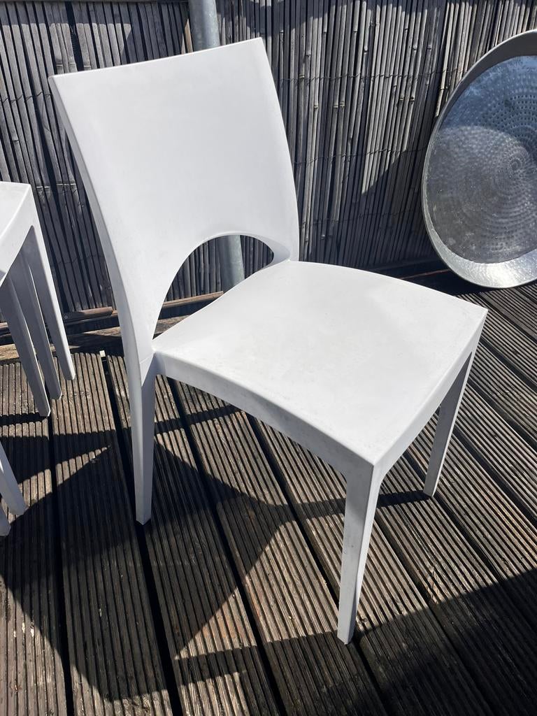 Tuinstoelen wit kunststof, Ophalen, Gebruikt, Kunststof, Stapelbaar