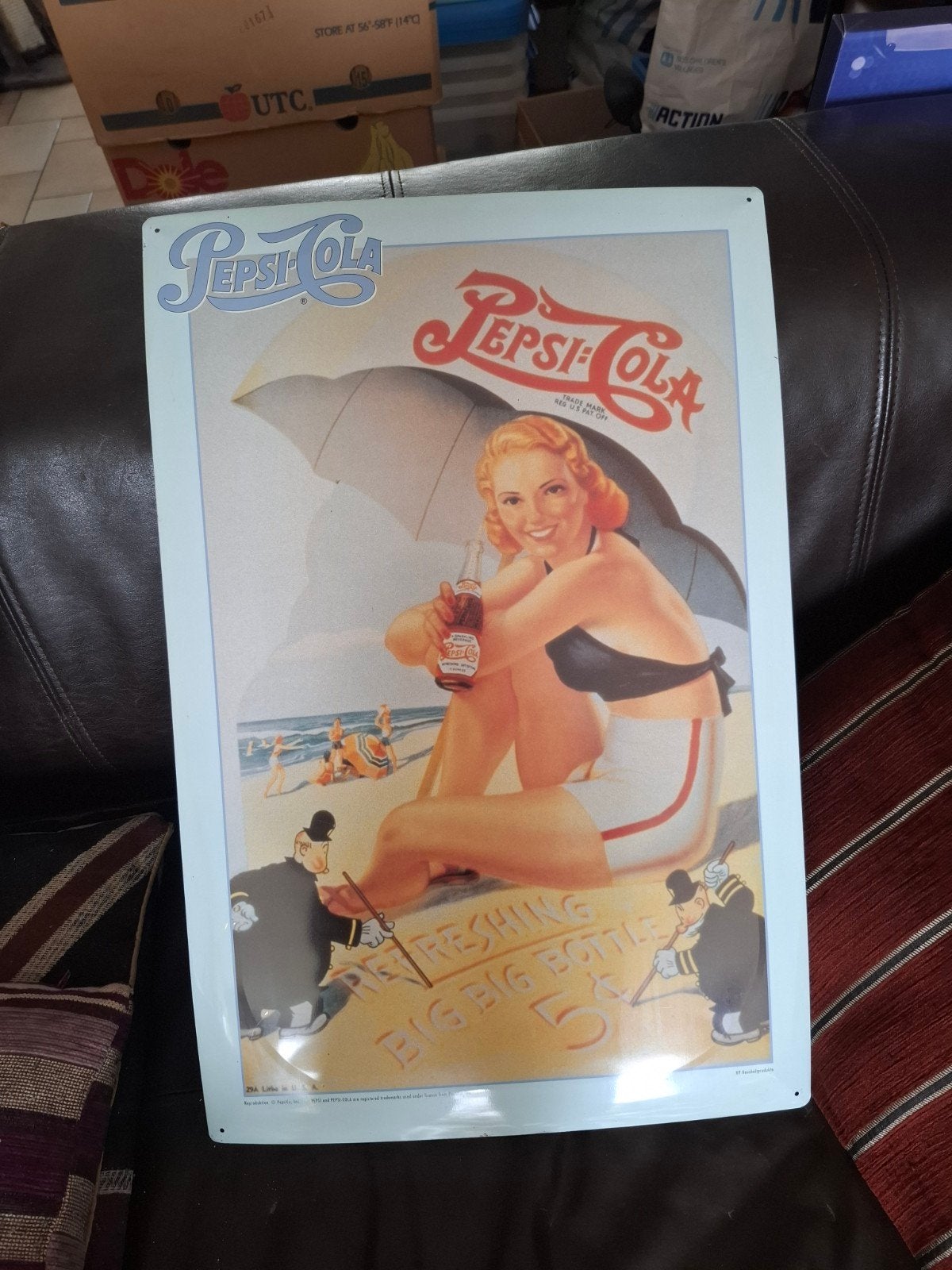 Pepsi-Cola metalen reclamebord, Ophalen of Verzenden, Gebruikt, Reclamebord