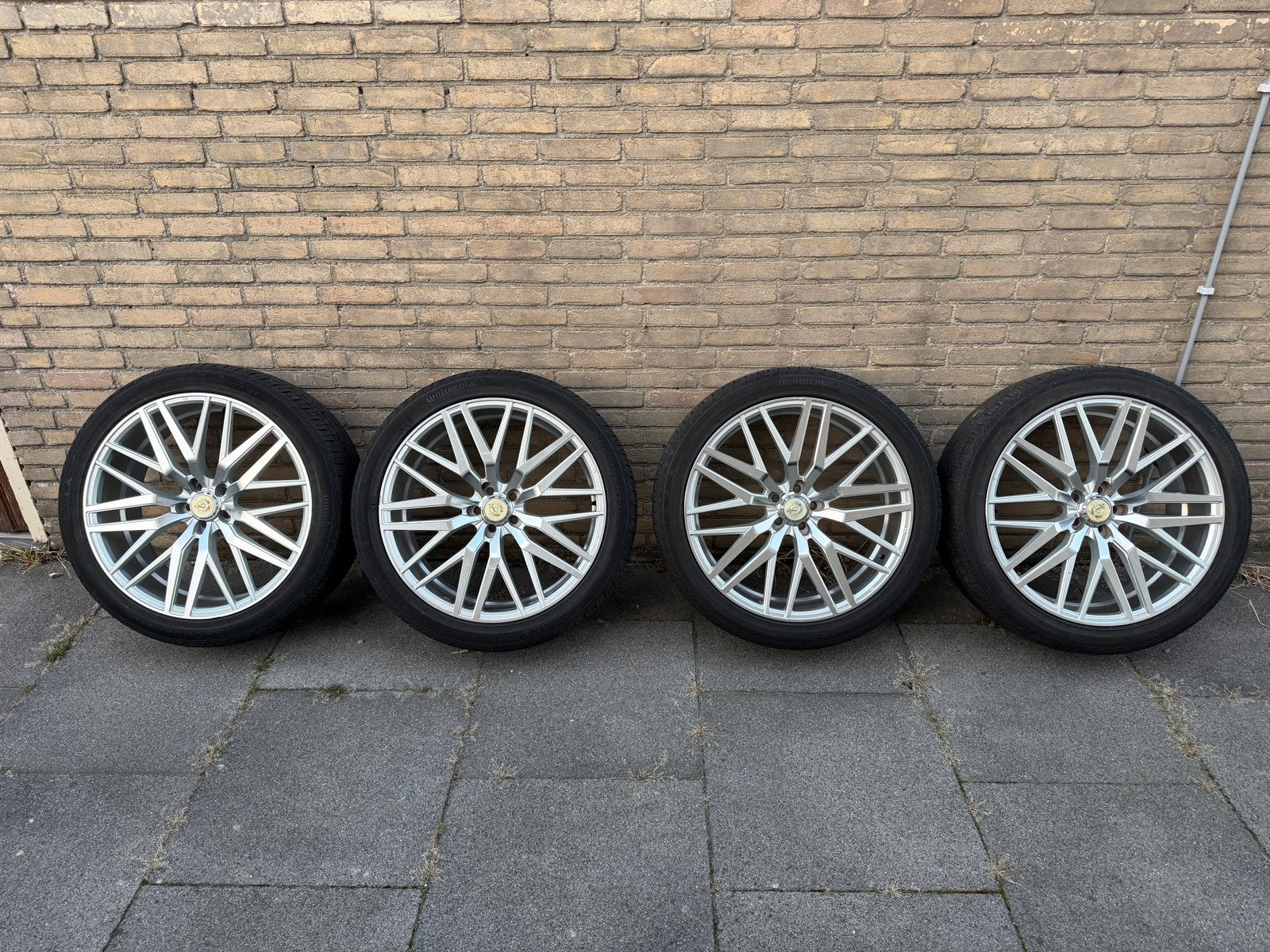 22 inch AXE Velgen 5x108 met Continental banden, Ophalen, Gebruikt, 265 mm, Banden en Velgen
