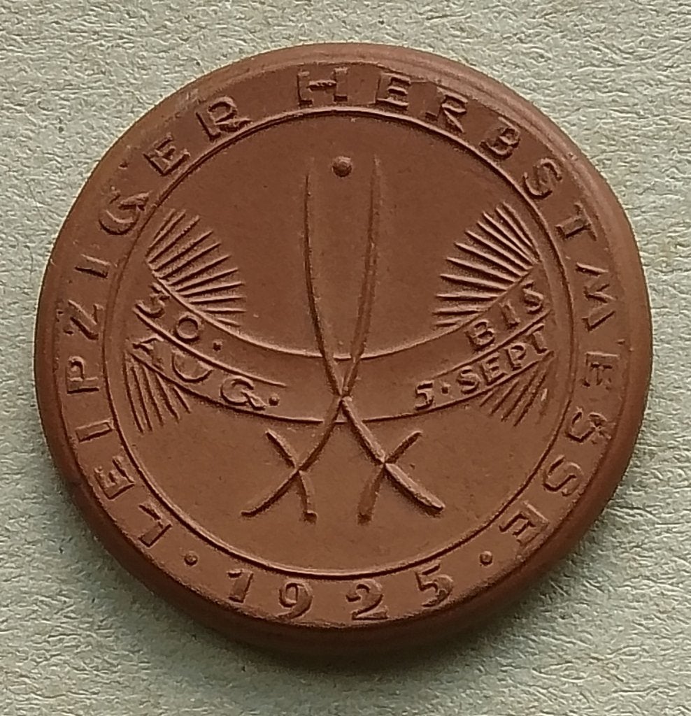Duitsland, Leipzig porseleinen penning 1925, Ophalen of Verzenden, Overige materialen, Buitenland