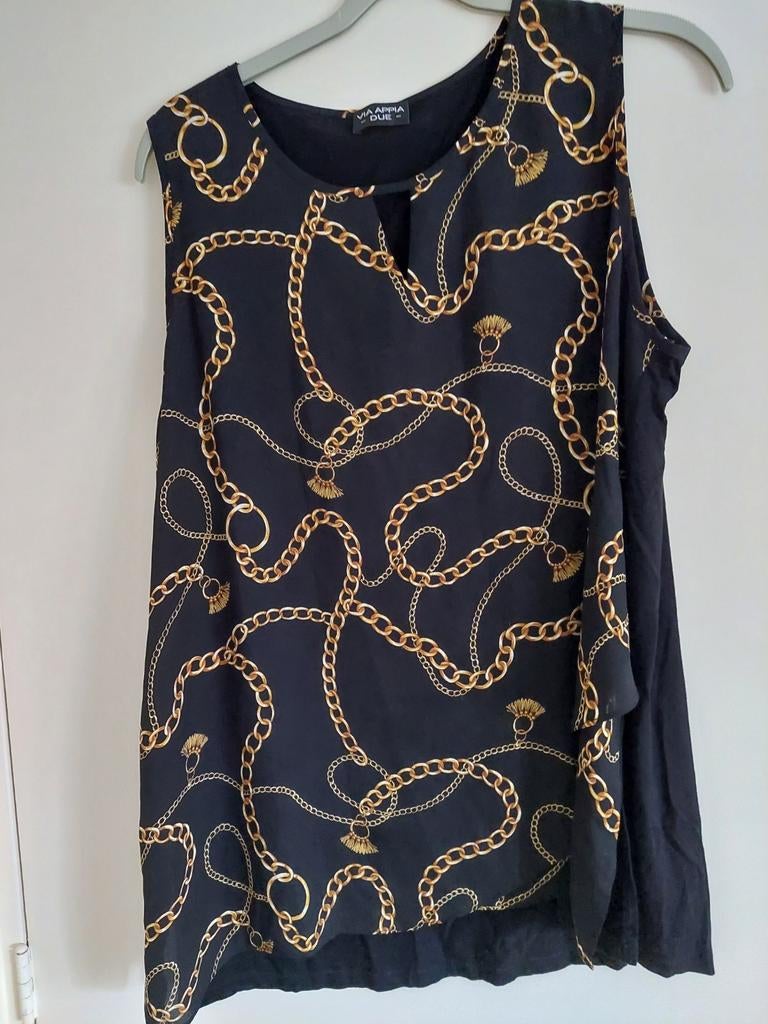 Via appia due met ketting print, Zwart, Maat 46/48 (XL) of groter, Ophalen of Verzenden, Zonder mouw