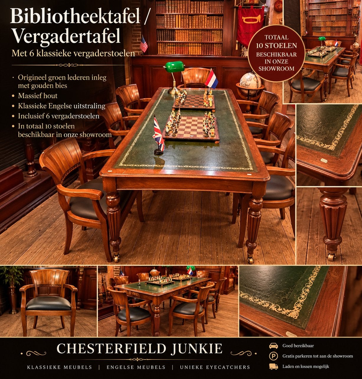 Bibliotheektafel | Vergadertafel  | 6 Captain Chairs, Ophalen
