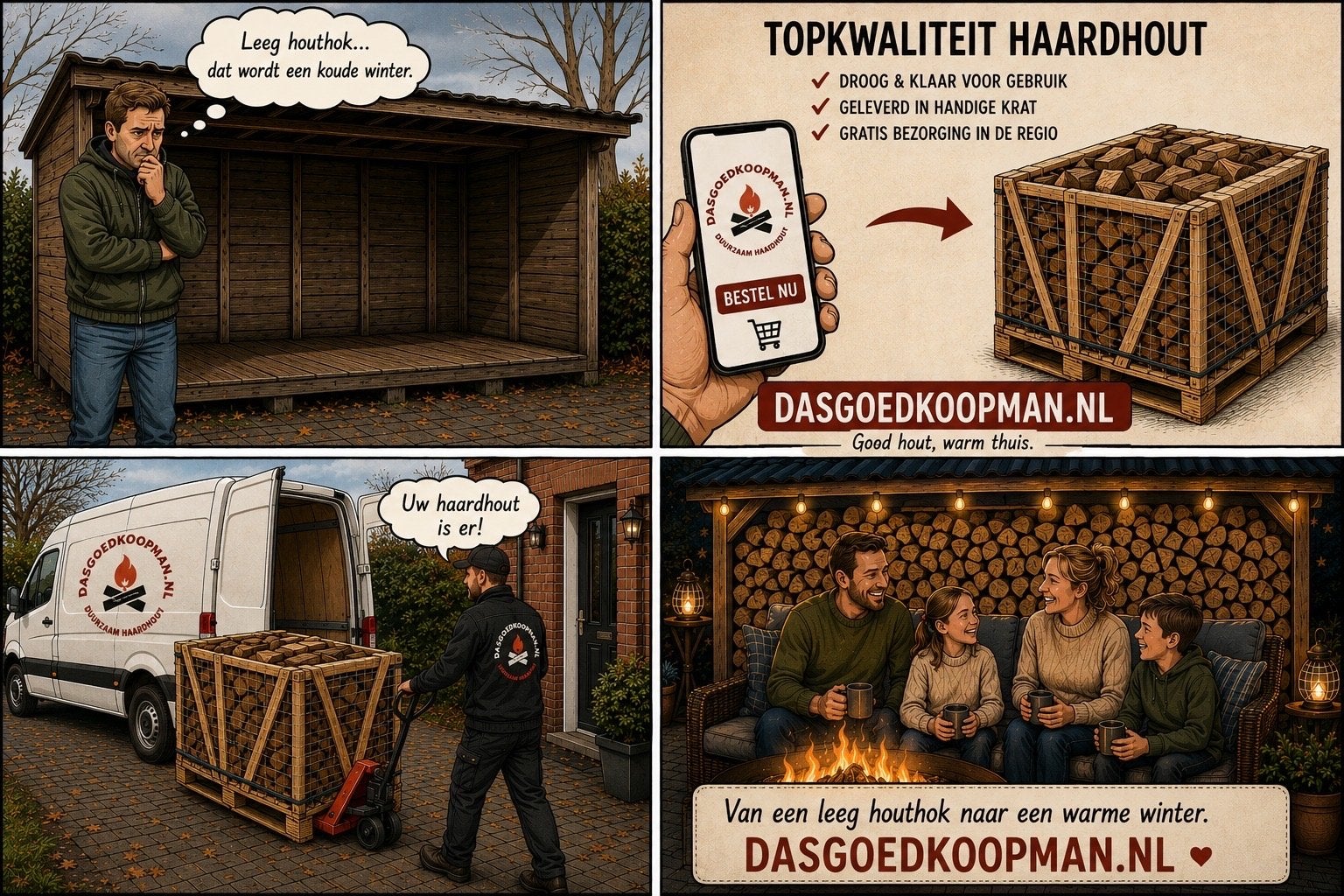 Haardhout in krat - Topkwaliteit en duurzaam, 6 m³ of meer, Verzenden, Overige houtsoorten, Blokken