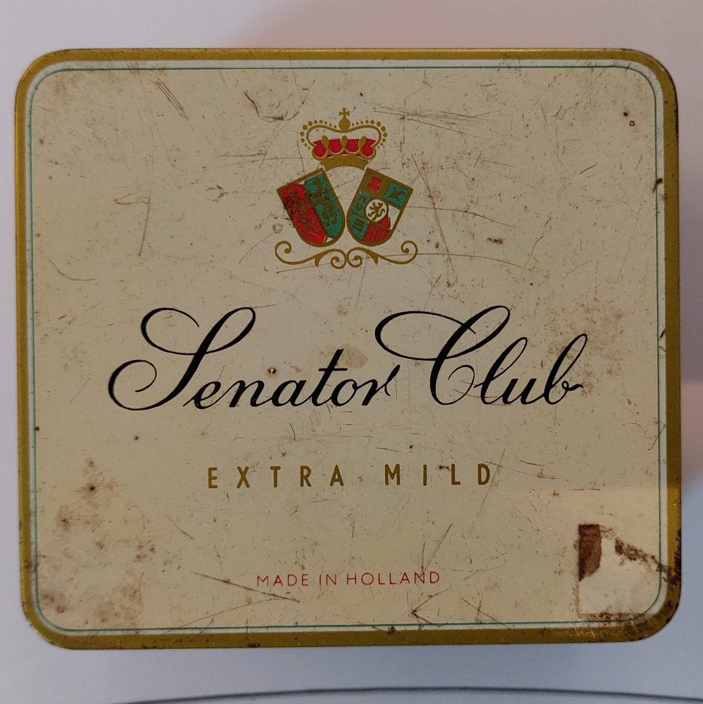 Vintage sigarenblikje Senator Club Extra Mild, Verzamelen, Verzenden, Gebruikt, Overige, Overige merken
