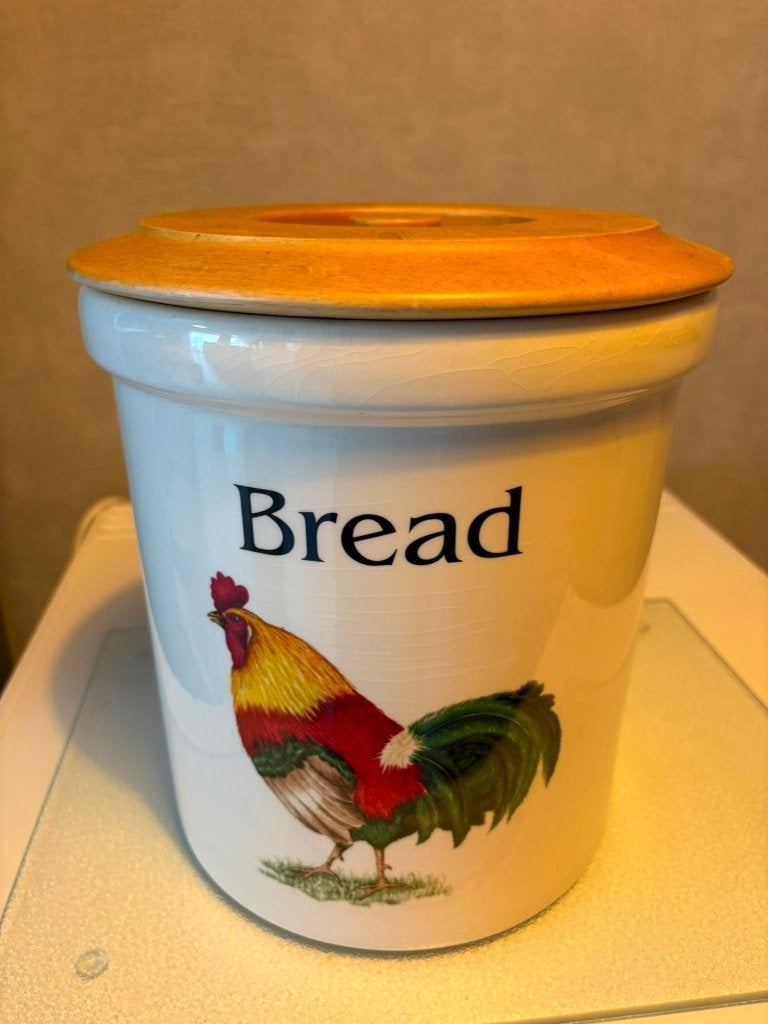 Voorraadpot met haan opdruk, Voorraadpot, Ophalen, Gebruikt, Steen/keramiek