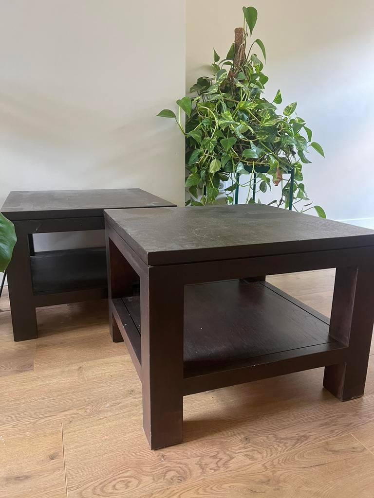 Houten tafeltjes, Ophalen, Gebruikt, 50 tot 100 cm, Vierkant