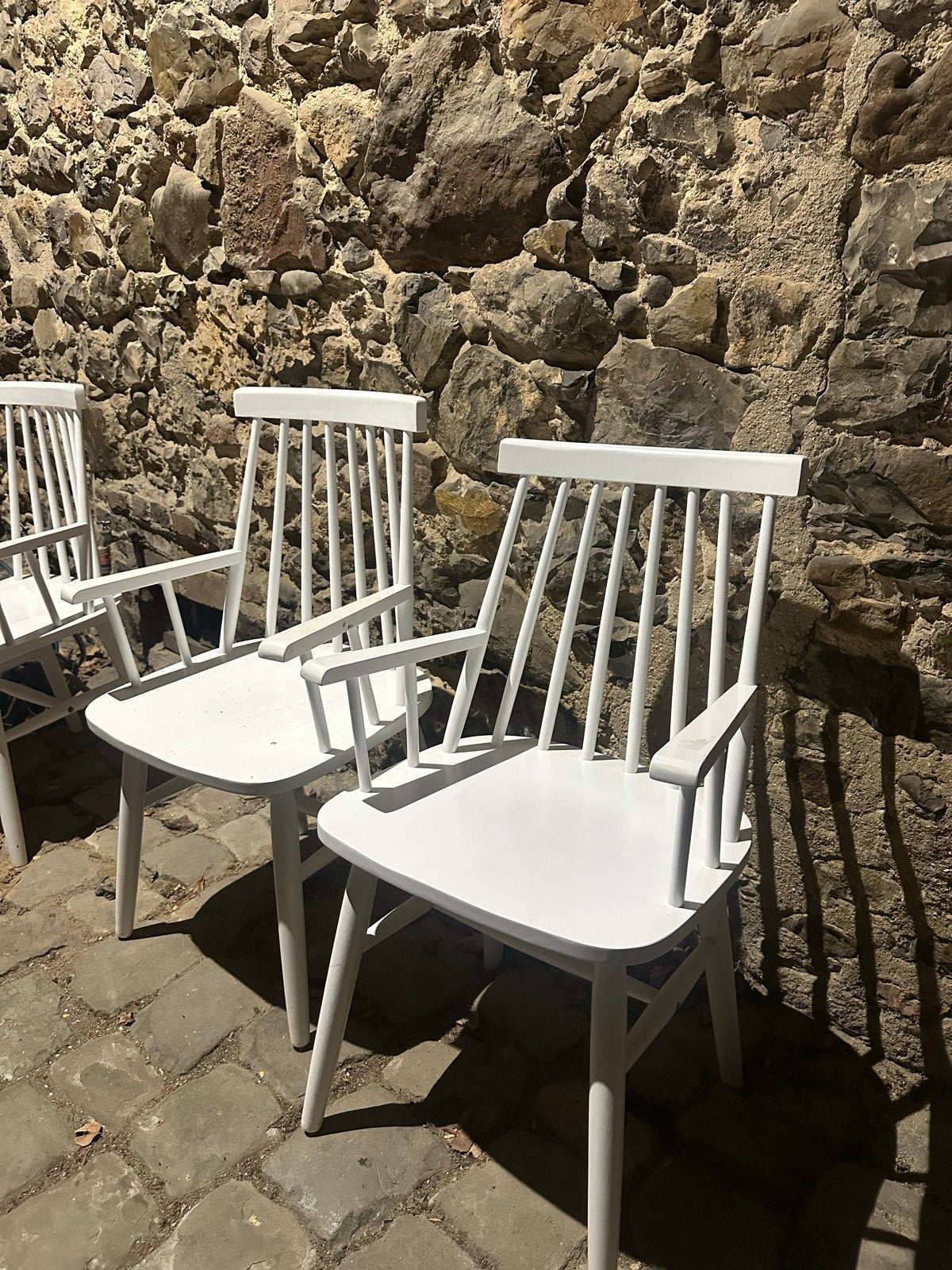 4 Witte Eetkamerstoelen - Scandinavische Stijl, Ophalen, Gebruikt, Wit, Vier