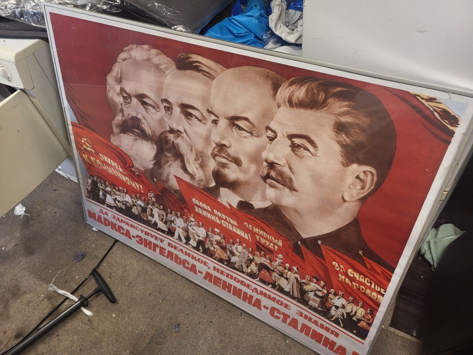 Vintage Sovjet Propaganda Poster, Verzamelen, Ophalen, Gebruikt, Voor 1940, Prent