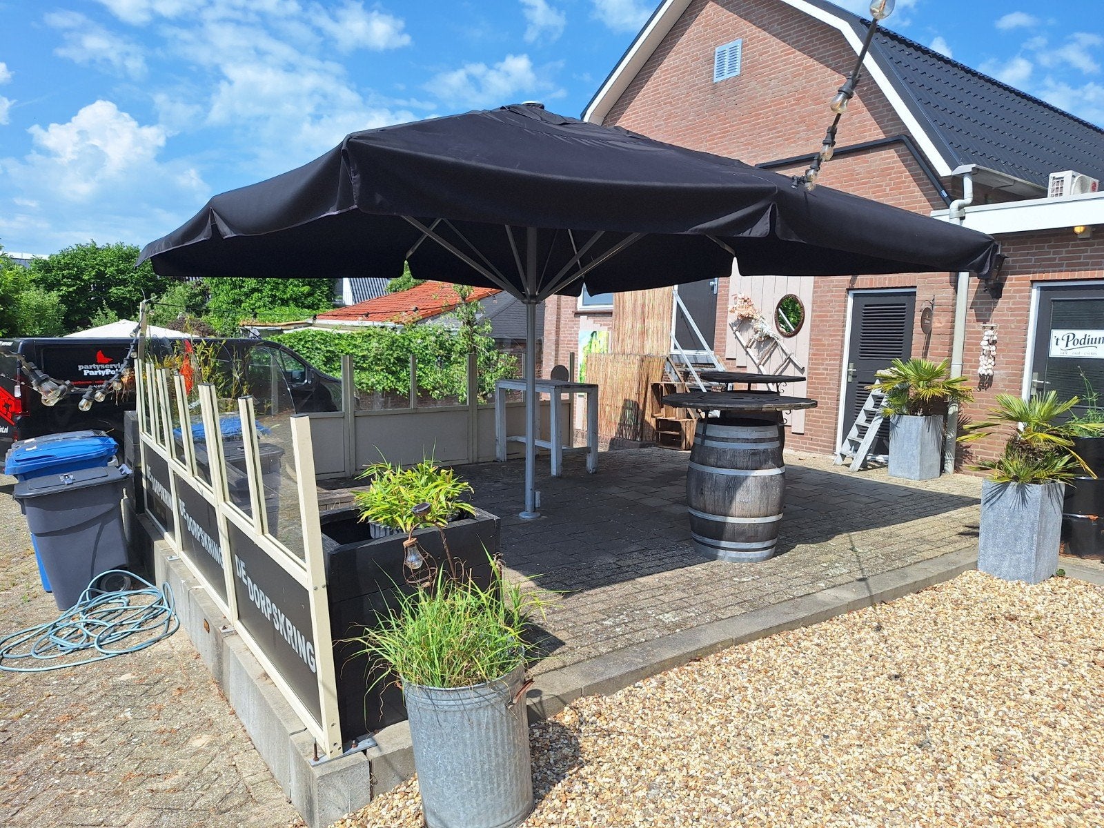 Grote zwarte  horeca parasol!, Ophalen, Gebruikt, Waterdicht, Stokparasol