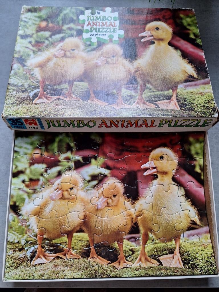 Vintage Puzzel - Eendjes legpuzzel jaren 1970 -Jumbo - 35st., Ophalen of Verzenden, Minder dan 500 stukjes, Gebruikt, Legpuzzel