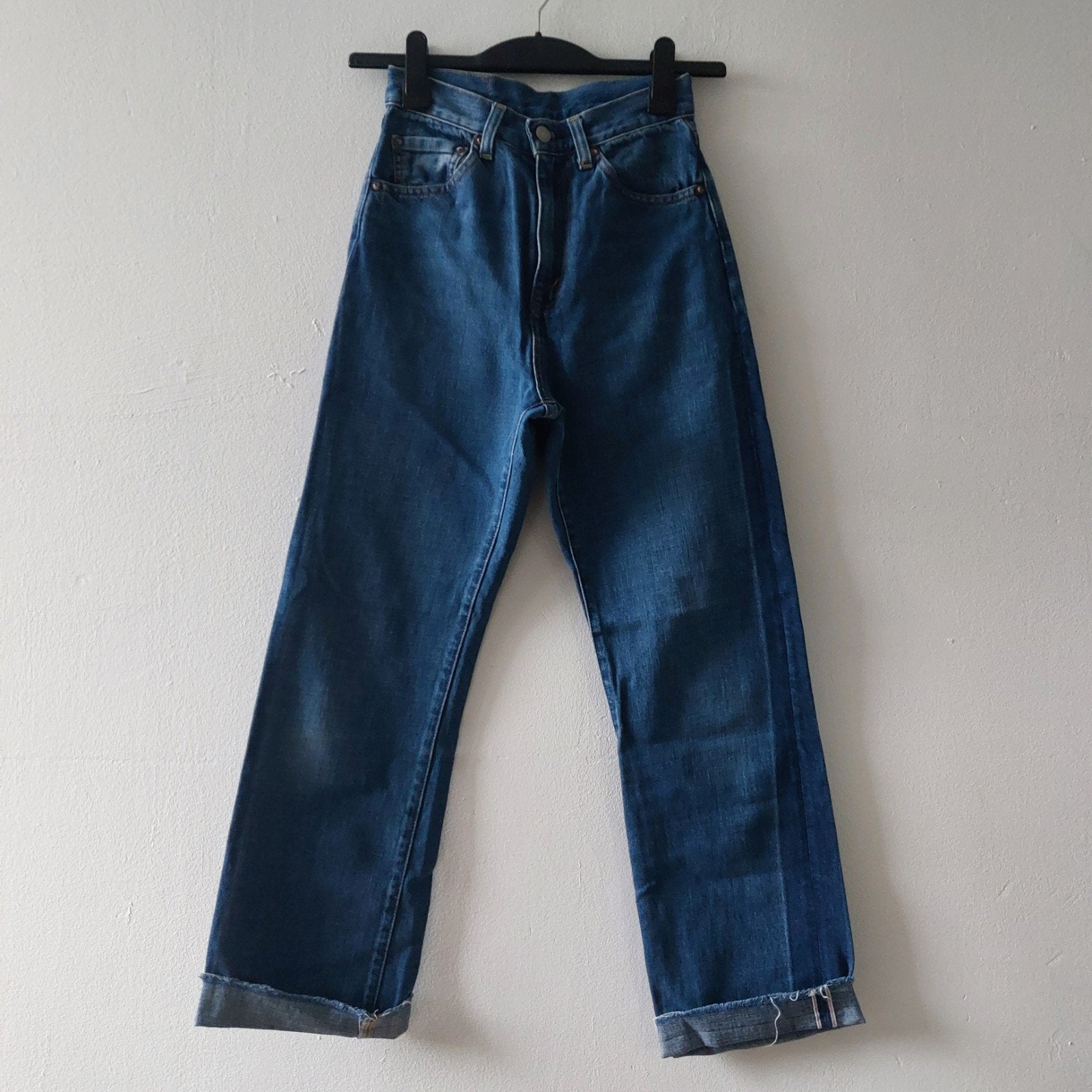 Levis Vintage Clothing 701 big E Selvedge jeans, Blauw, Ophalen of Verzenden, W27 (confectie 34) of kleiner, Gedragen