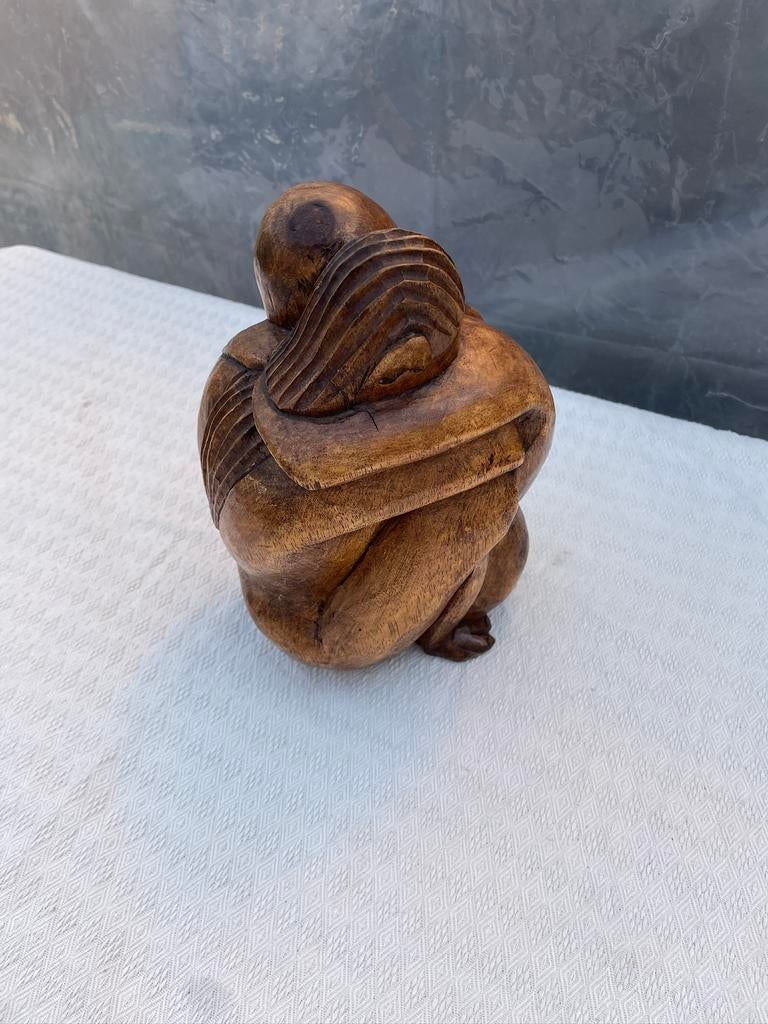 Vintage houten boeddha, Antiek en Kunst, Ophalen of Verzenden