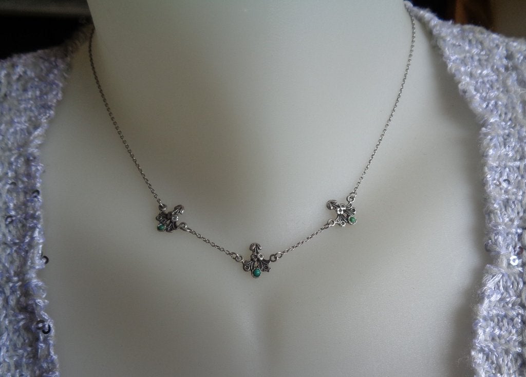 zilveren ketting met kleine bloem hangertjes [740], Met hanger, Verzenden, Zo goed als nieuw, Zilver