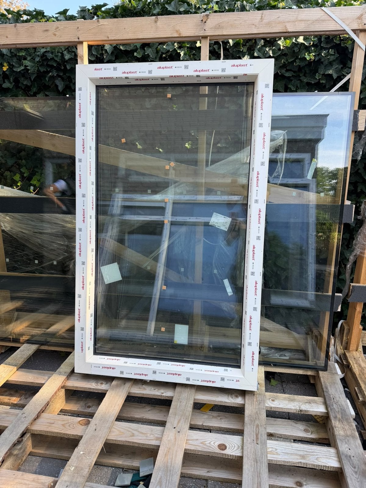 Aluplast Kunststof Vast Kozijn met HR+++ Triple Glas, Ophalen, Gevelraam of Ruit, 80 tot 120 cm, Nieuw
