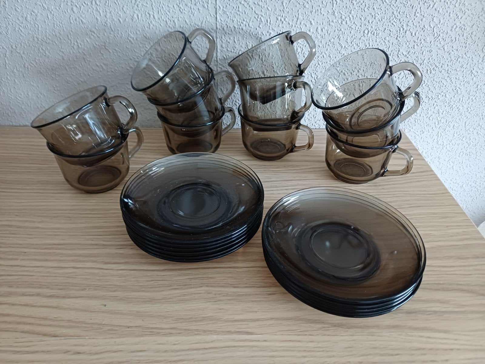 Rookglas kop&schotels.
11 stuks.
Vintage, Huis en Inrichting, Keuken | Servies, Gebruikt, Ophalen of Verzenden, Glas, Overige stijlen