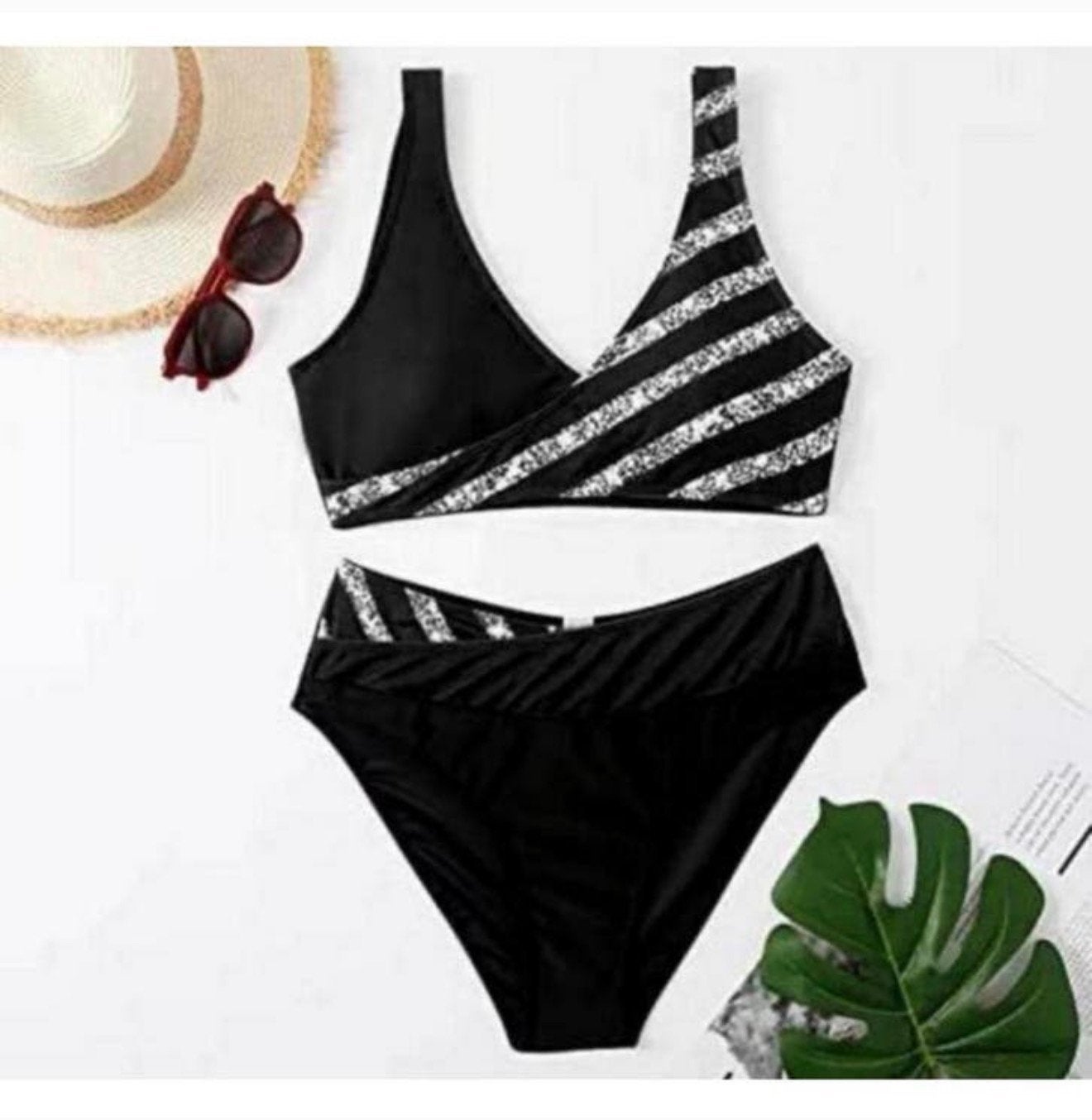 dames bikini-set tweedelig badpak badmode maat M gestreept, Zwart, Nieuw, Ophalen of Verzenden, H