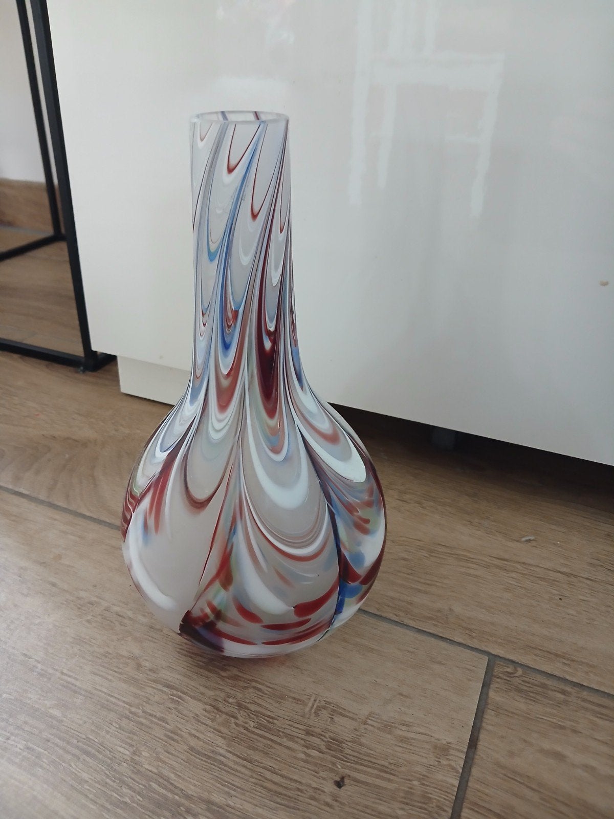Unieke unikat glazen vaas, handgemaakt, 28 cm hoog, Ophalen of Verzenden