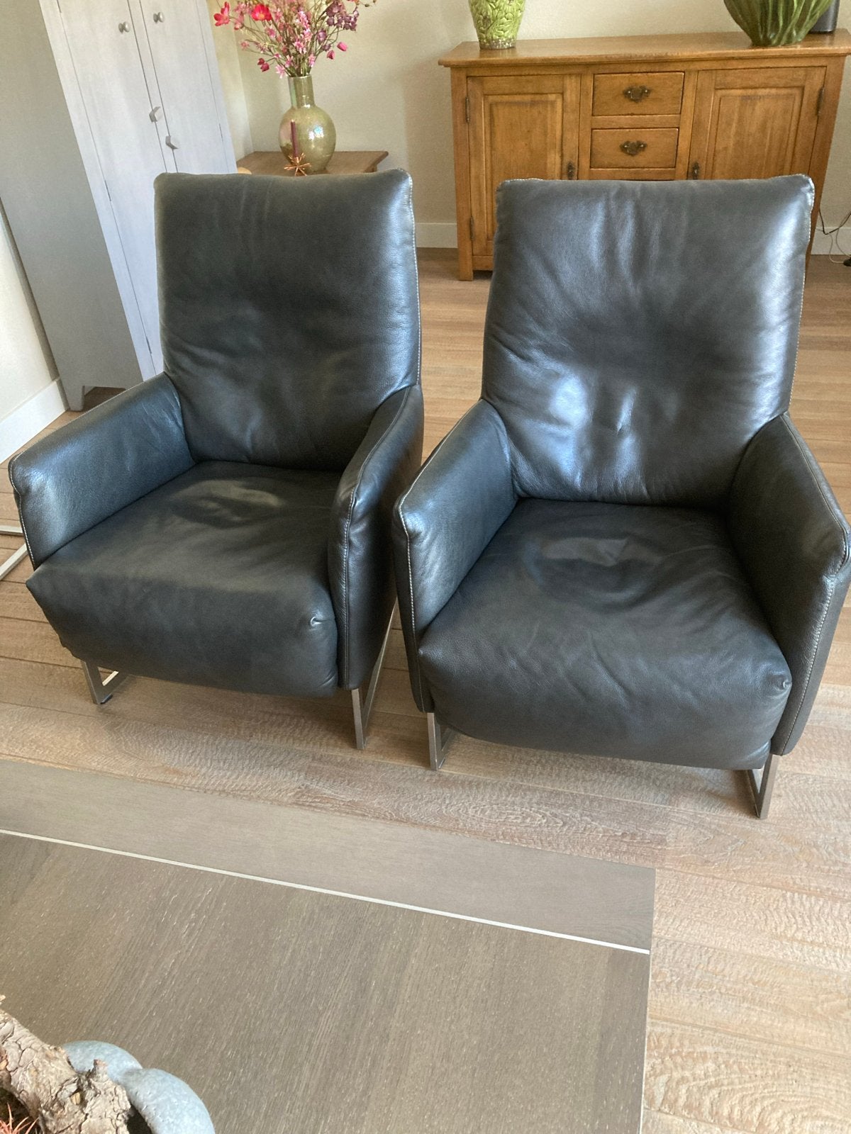 2 Lederen Fauteuils - Musterring Frame Swing Collectie, Ophalen, Gebruikt, Leer