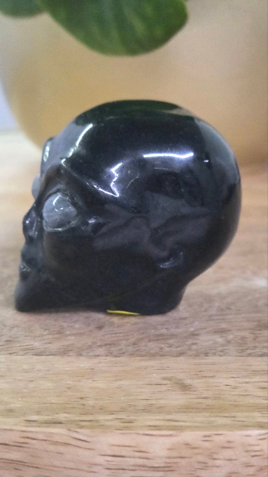 Zwarte Obsidiaan Alien met Labradoriet Ogen - 111 gram, Ophalen of Verzenden