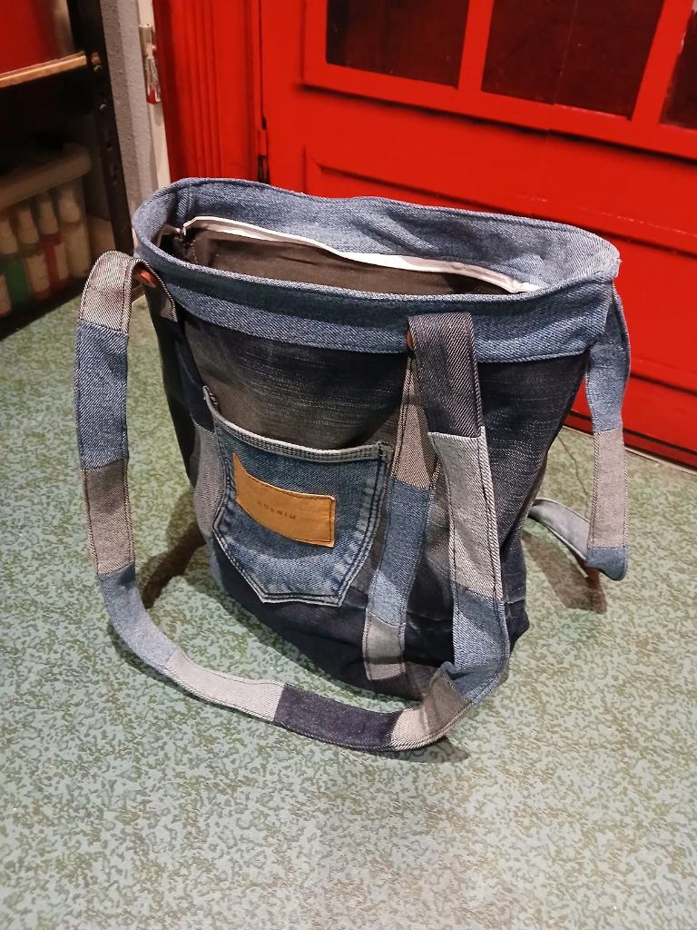 3) Denim schoudertas / shopper van jeans / Spijkerbroek, Sieraden, Tassen en Uiterlijk, Ophalen of Verzenden, Nieuw, Overige kleuren