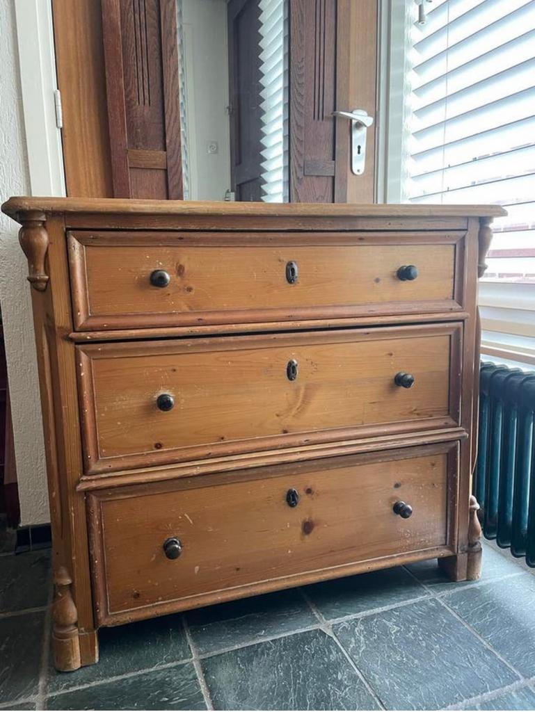 Klassieke houten ladekast met 3 laden, Huis en Inrichting, Zo goed als nieuw, 3 of 4 laden, Minder dan 100 cm, 25 tot 50 cm