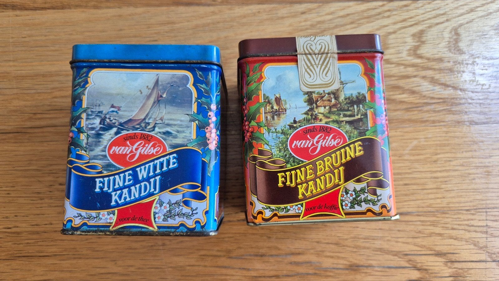 Vintage van Gilse Kandij blikken (wit en bruin), Verzamelen, Ophalen