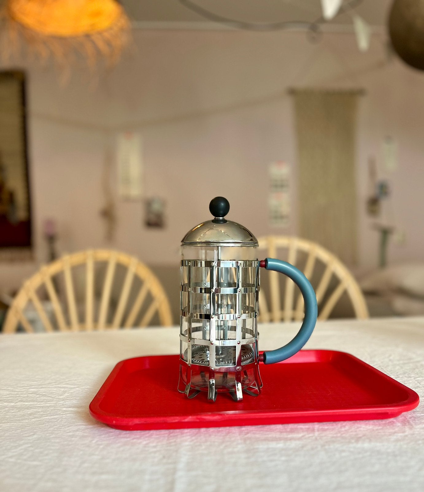 Iconische Vintage Design Allessi French press 8 kops, 10 kopjes of meer, Ophalen of Verzenden, Zo goed als nieuw