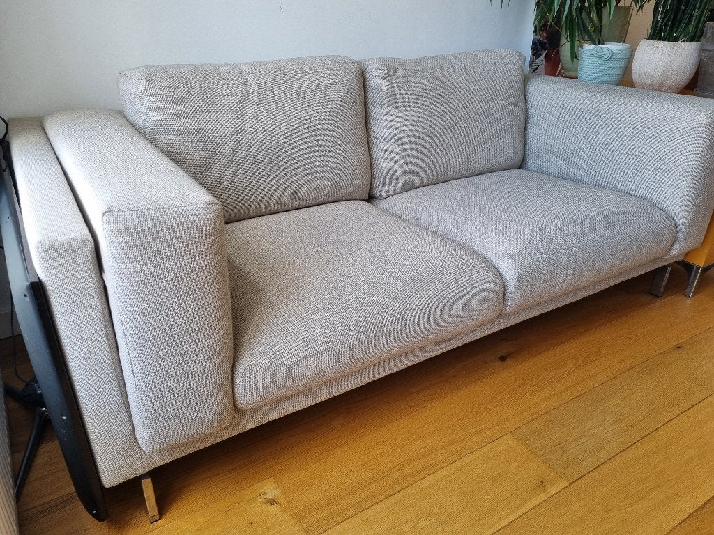 Ikea Nockeby zitbank 2,5 zits, beige, wasbaar, goede staat, Ophalen, Gebruikt, Tijdloos, Scandinavisch, Kalm, 150 tot 200 cm