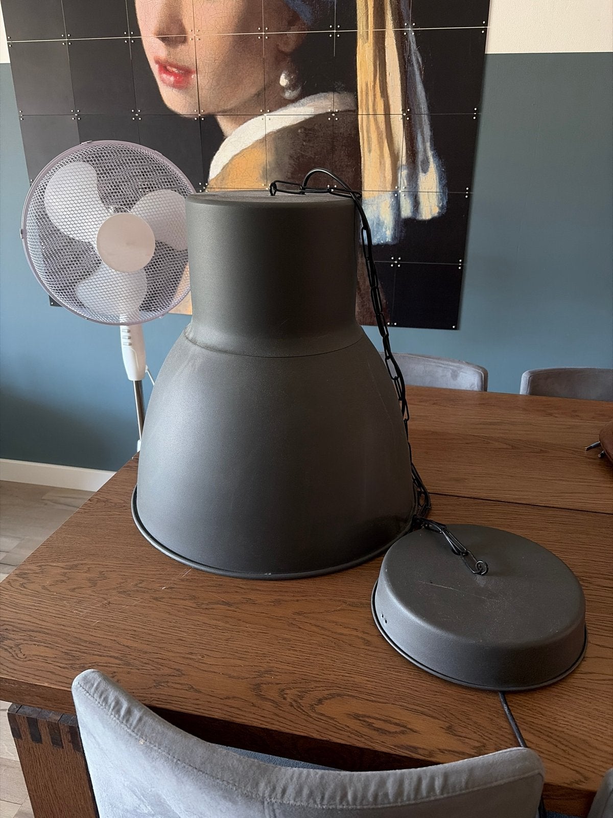 IKEA Industriële Hanglamp - Donkergrijs, Ophalen of Verzenden, Gebruikt, Metaal, E27 (groot)