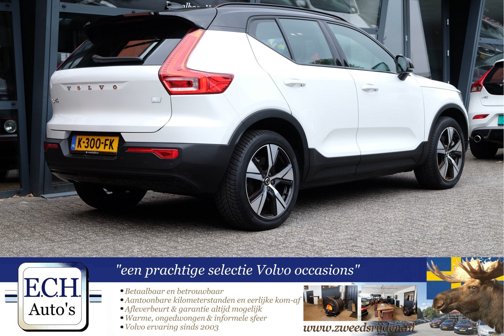 Volvo XC40 408 pk Recharge P8 AWD R-Design, Leer, Trekhaak,, Auto's, Volvo, Gebruikt, Wit, Vierwielaandrijving, 408 pk