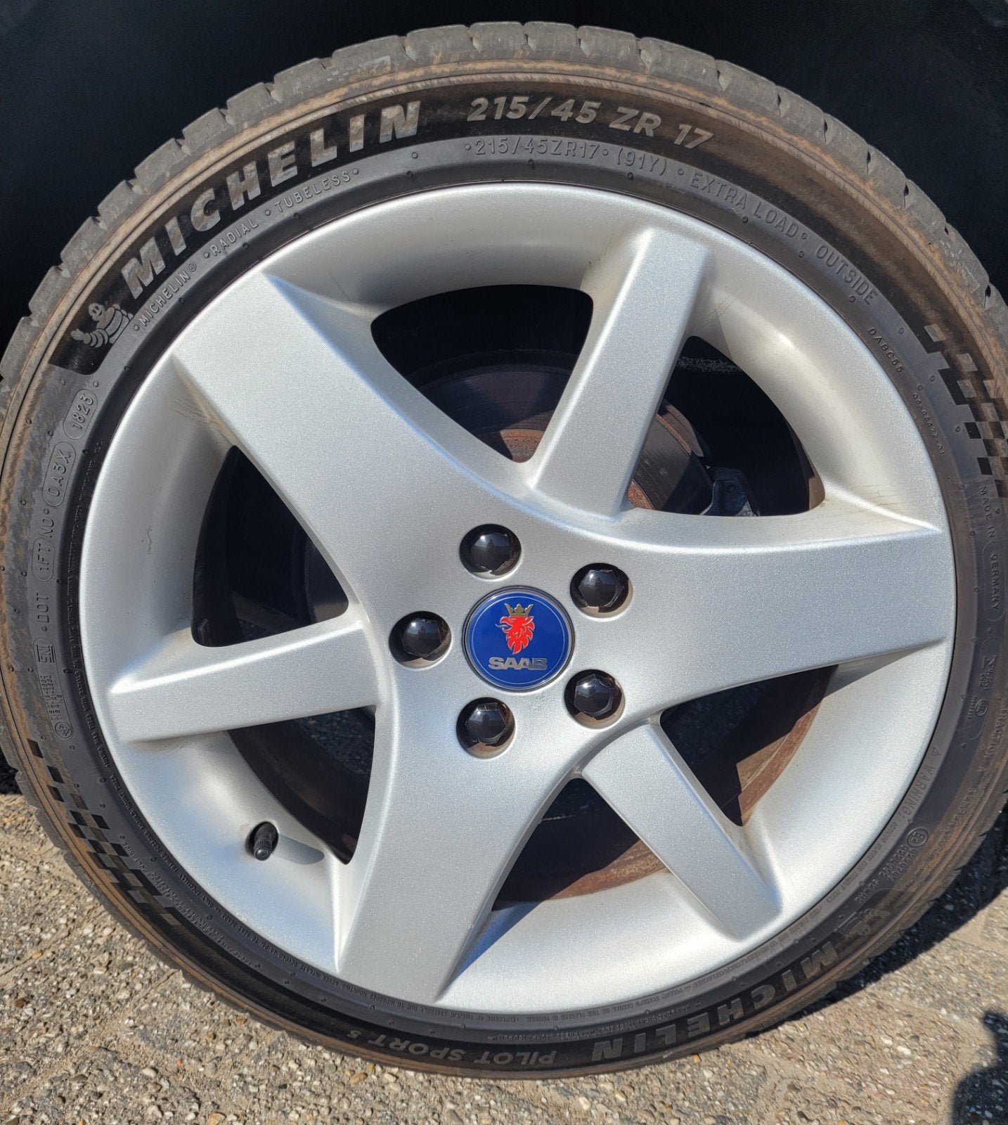 Saab 9-3 lichtmetalen velgen 7X17, Ophalen, Velg(en), 17 inch, Personenwagen
