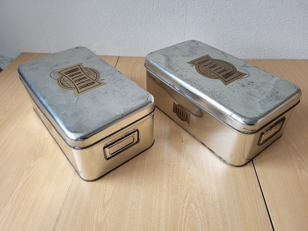 Reclameblikken Ecco Walker, vintage schoenenblik 2x, Verzenden, Gebruikt, Overige, Overige merken
