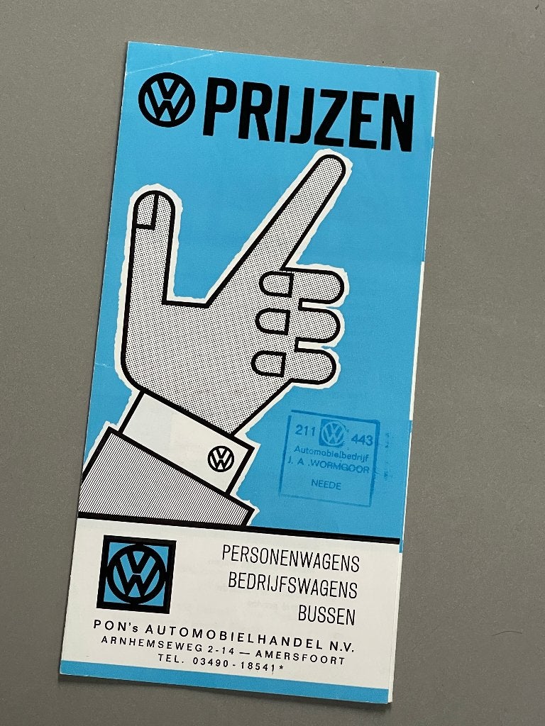 Volkswagen prijslijst  aug. 1966 (alle modellen), Ophalen of Verzenden, Zo goed als nieuw, Volkswagen